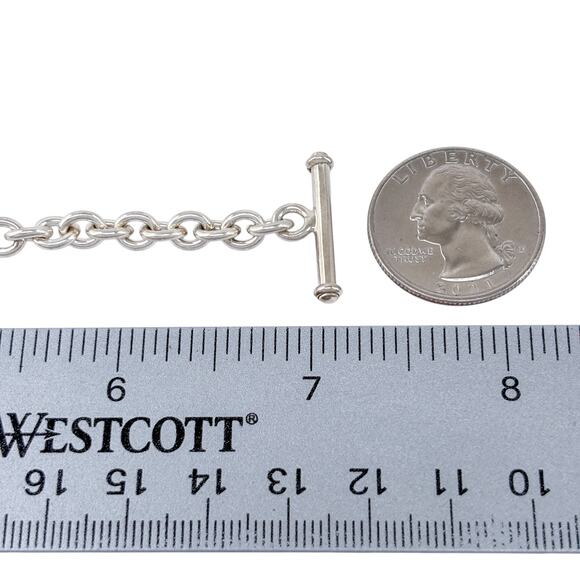 Heart Charm Toggle Bracelet | Chunky Link Chain | Vintage Sterling Silver 925 - Picture 3 of 5